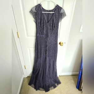 Adrianna Papell Grey sequins gown, size 10
